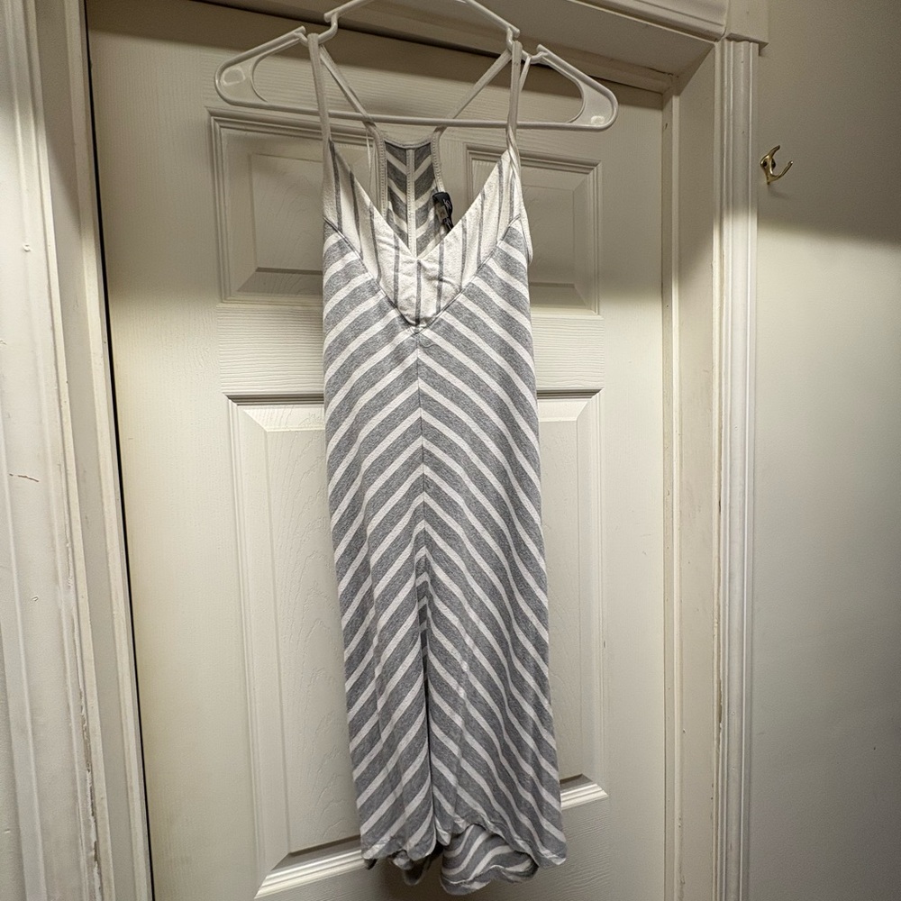 Gray and White Striped Dress